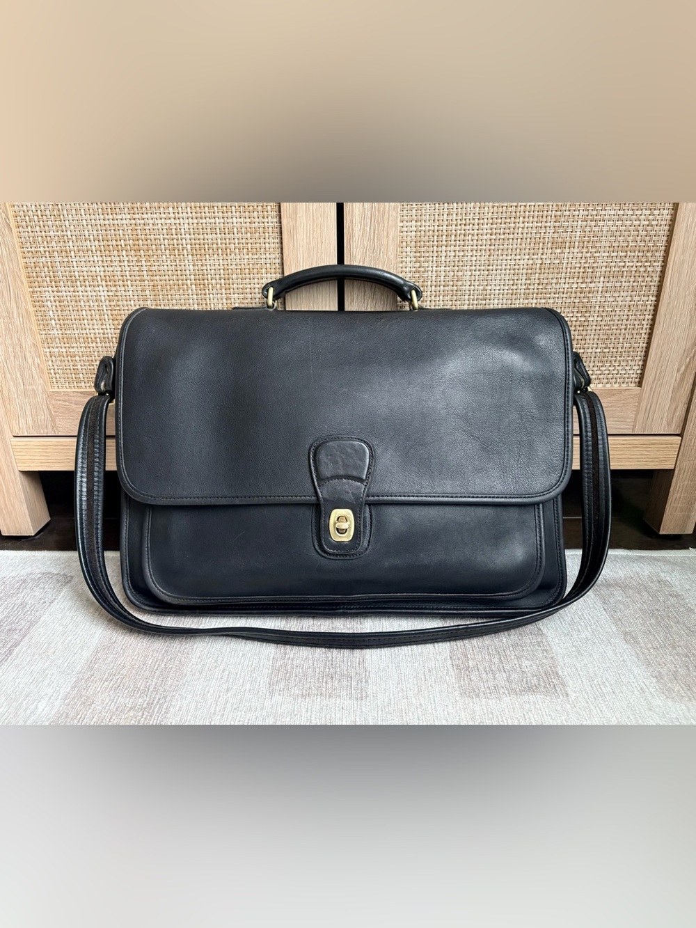 COACH Vintage Metropolitan Black Leather Briefcase Messenger Laptop Bag 5180